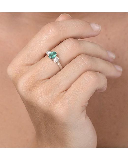 The Diamond Store White Lab Emerald 0.70Ct And Lab Diamonds 0.50Ct 18K Ring