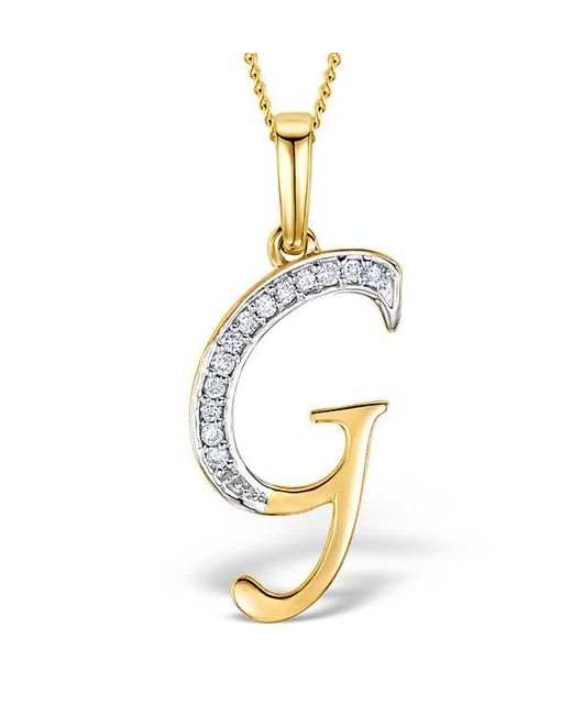 The Diamond Store Metallic Initial 'G' 0.05Ct Lab Diamond Pendant Necklace