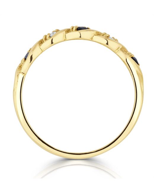 The Diamond Store Metallic Sapphire 2.25 X 2.25Mm And Diamond 9K Ring