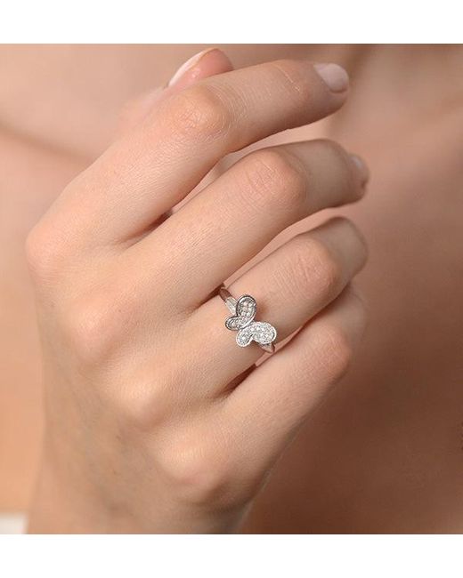 The Diamond Store Metallic Diamond 0.15Ct 9K Butterfly Ring