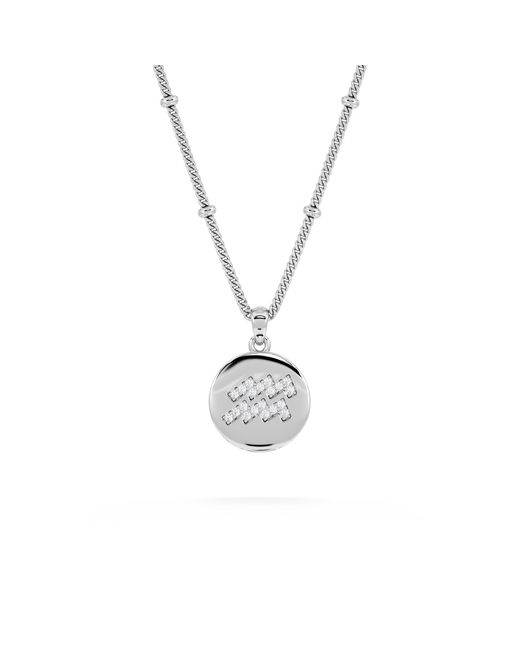The Diamond Store Metallic Astrology Aquarius 0.07Ct Lab Grown Diamond Medallion Pendant Necklace