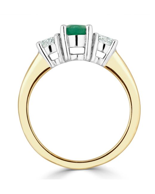 The Diamond Store Green Emerald 0.70Ct And Lab Diamonds G/Vs 0.50Ct 18K Ring Fet23-G