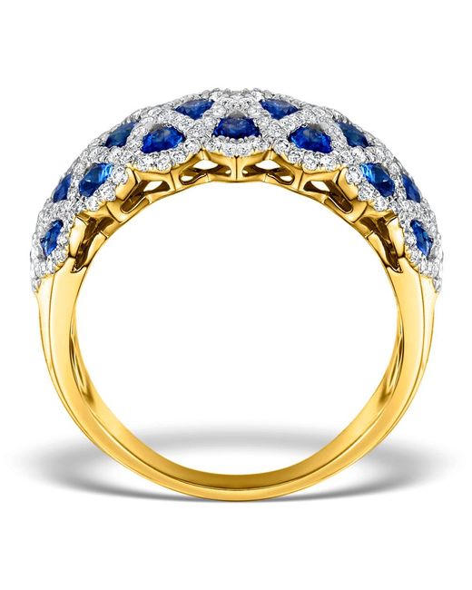 The Diamond Store Blue Sapphire 1.36Ct And Diamond Lattice Ring