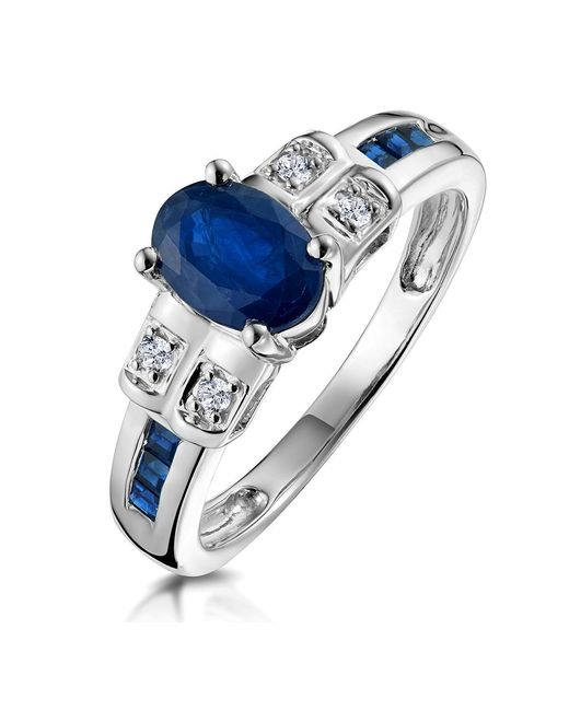 The Diamond Store Blue Sapphire 1.25Ct And Diamond 9K Ring