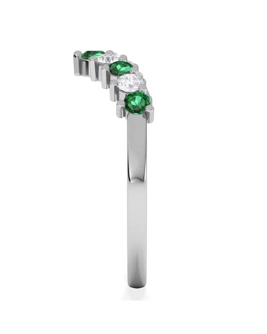 The Diamond Store Green Starlit Emerald And Lab Diamond Wishbone Ring