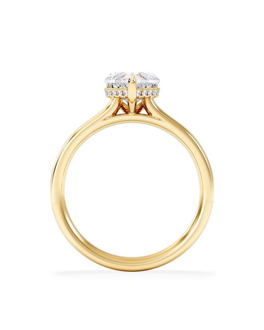The Diamond Store Metallic Amora Heart 1.07Ct Hidden Halo Lab Diamond Engagement Ring F/Vs Set