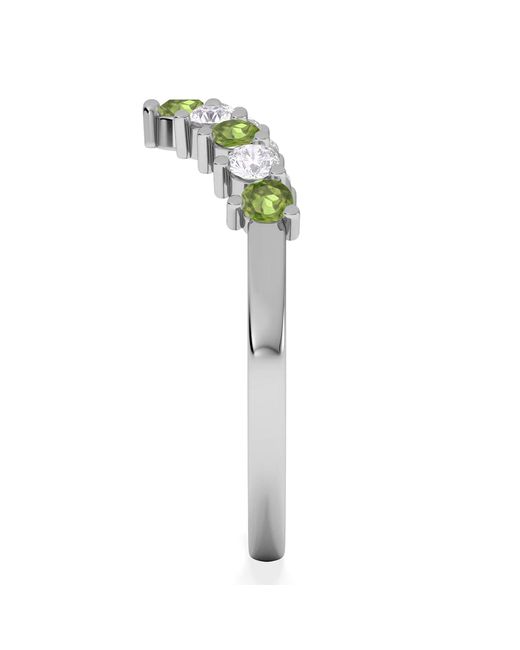 The Diamond Store White Starlit Peridot And Lab Diamond Wishbone Ring