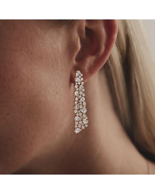 The Diamond Store Metallic Luxe 10.00Ct Lab Diamond Chandelier Earrings With Igi Certified Pear And Round-Cut Diamonds