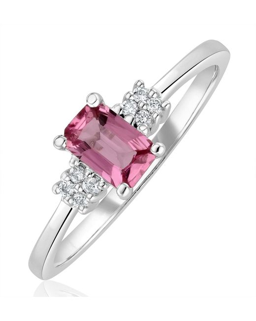 The Diamond Store Pink 9K Diamond Sapphire Ring 0.06Ct