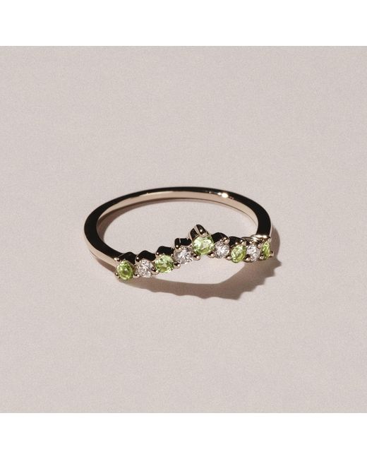 The Diamond Store Yellow Starlit Peridot And Lab Diamond Wishbone Ring