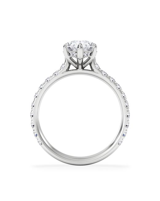 The Diamond Store White Amora Marquise 2.55Ct Hidden Halo Lab Diamond Engagement Ring With Side Stones Set