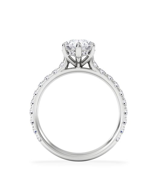 The Diamond Store White Amora Marquise 2.55Ct Hidden Halo Lab Diamond Engagement Ring With Side Stones Set