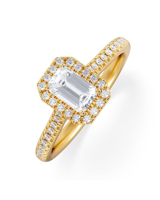 The Diamond Store Metallic Lumia Cut Emerald Cut Lab Diamond Halo Ring 0.70Ct F/Vs
