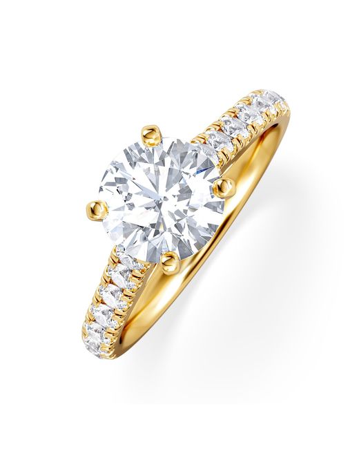 The Diamond Store Metallic Natalia Lab Diamond Engagement Side Stone Ring 18K 2.00Ct F/Vs1
