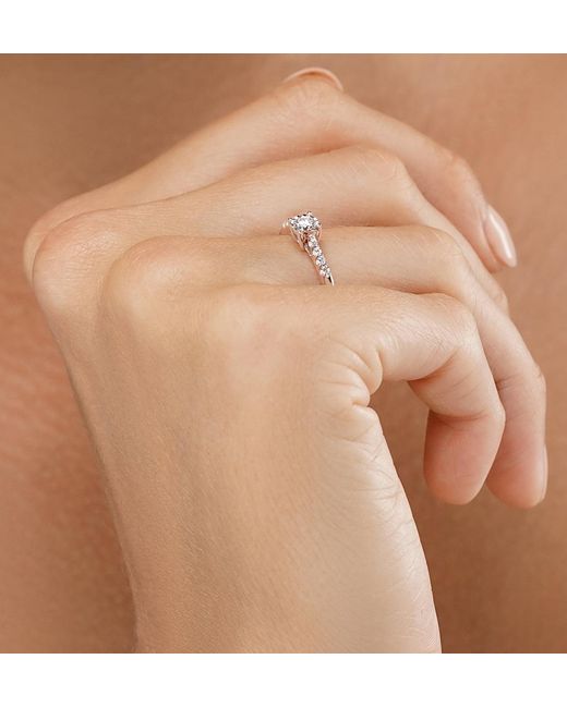 The Diamond Store White Lab Diamond Side Stone Engagement Ring 0.25Ct H/Si