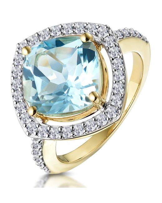 The Diamond Store Blue 5.40Ct Topaz And Diamond Asteria Statement Ring