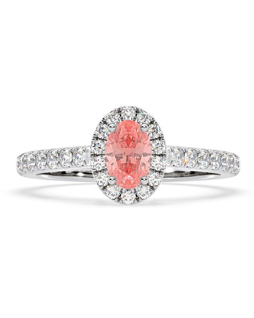 The Diamond Store White Georgina Lab Diamond Oval Halo 0.90Ct Ring