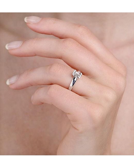 The Diamond Store Metallic 0.30Ct Ideal Prince Cut Diamond And 18K H/Si Ring