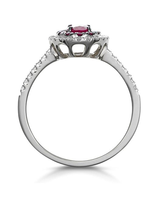 The Diamond Store White Ruby And Diamond Double Halo Ring 18K