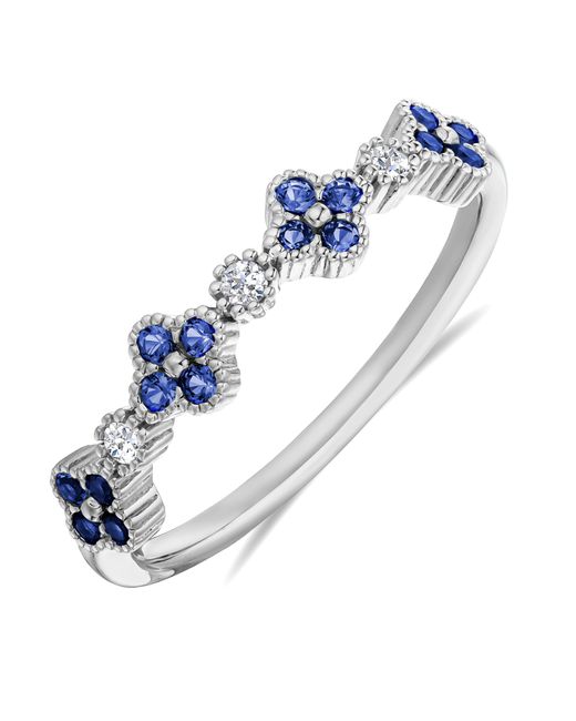 The Diamond Store Blue Alegria 0.25Ct Lab Sapphire 4 Clover Ring