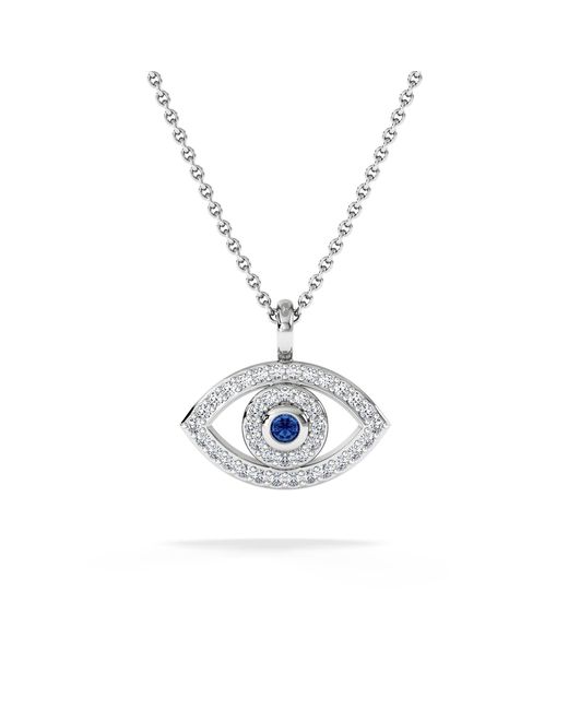 The Diamond Store Metallic Evil Eye 0.21Ct Sapphire And Lab Diamond Pendant Necklace