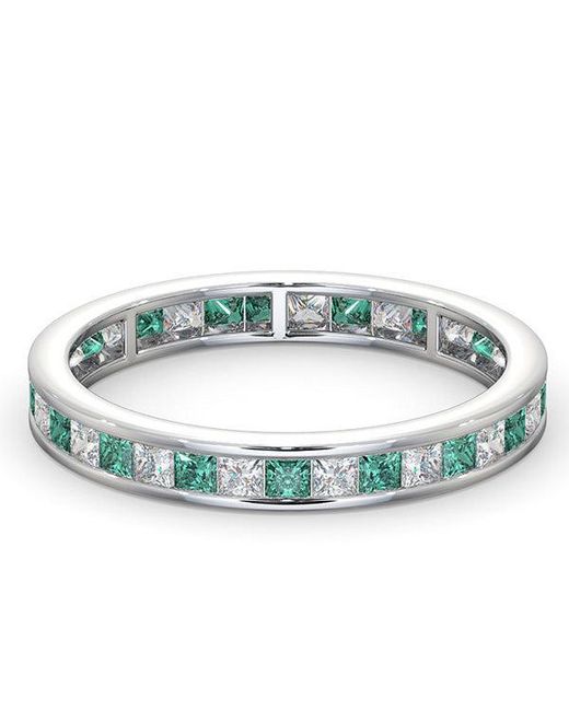 The Diamond Store Blue Eternity Ring Lauren Diamonds H/Si And Emerald 1.15Ct