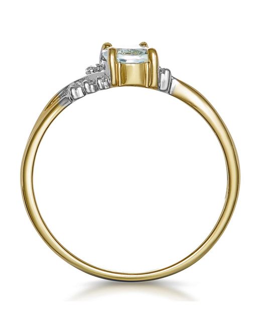 The Diamond Store Blue Aquamarine 0.70Ct And Diamond 9K Ring
