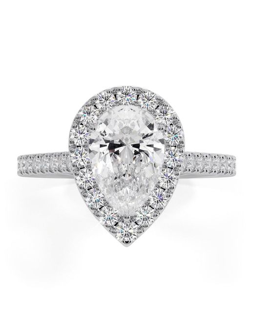 The Diamond Store White Diana Gia Diamond Pear Halo Engagement Ring 1.60Ct G/Si1