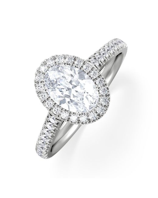 The Diamond Store White Georgina Lab Oval Diamond Halo Engagement Ring 1.55Ct F/Vs1