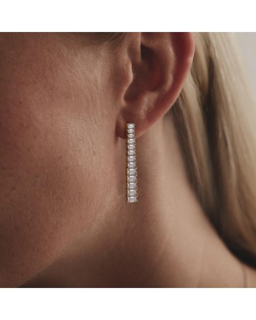 The Diamond Store White Luxe 7.00Ct Lab Diamond Drop Earrings With Igi Certified Emerald-Cut Diamonds
