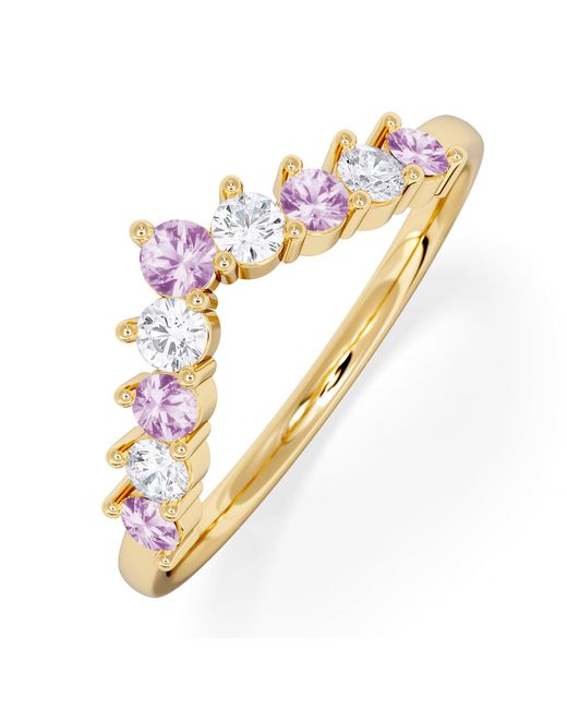 The Diamond Store Metallic Starlit Sapphire And Lab Diamond Wishbone Ring