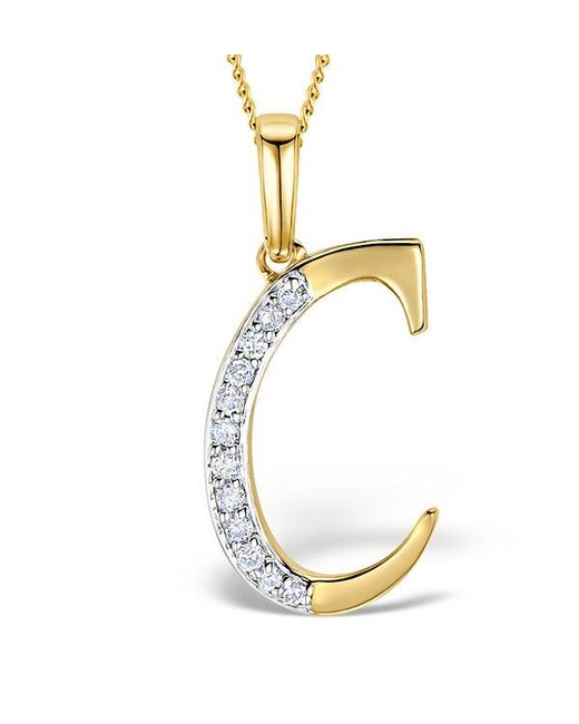 The Diamond Store Metallic Initial 'C' 0.05Ct Lab Diamond Pendant Necklace