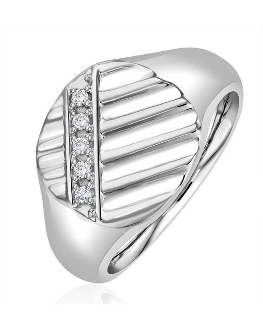 The Diamond Store Metallic Lab Diamond Signet Ring 0.07Ct H/Si for men