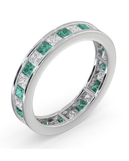 The Diamond Store Blue Eternity Ring Lauren Diamonds G/Vs And Emerald 2.20Ct