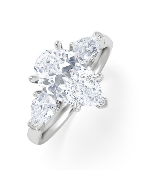The Diamond Store White Adore 2.60Ct Pear Cut Lab Diamond 3 Stone Engagement Ring