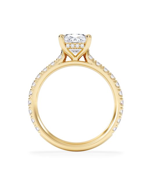 The Diamond Store Blue Amora 2.00Ct Elongated Cushion Cut Lab Diamond Hidden Halo Engagement Ring With Side Stones