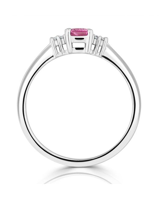 The Diamond Store Pink 9K Diamond Sapphire Ring 0.06Ct