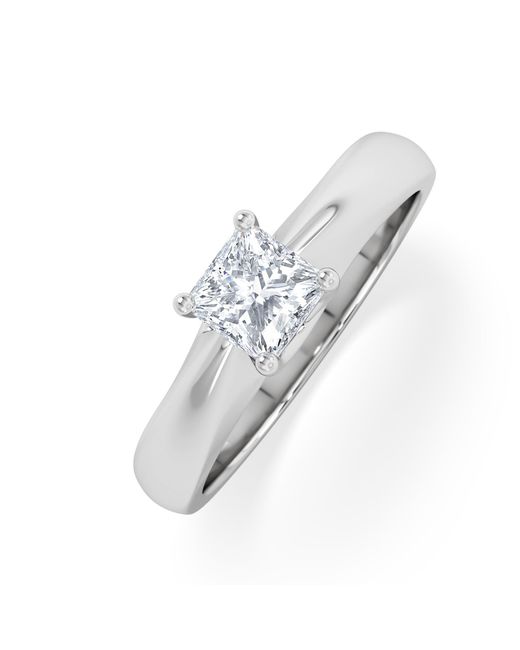 The Diamond Store White Naomi Princess Cut Lab Diamond Engagement Ring 0.50Ct H/Si