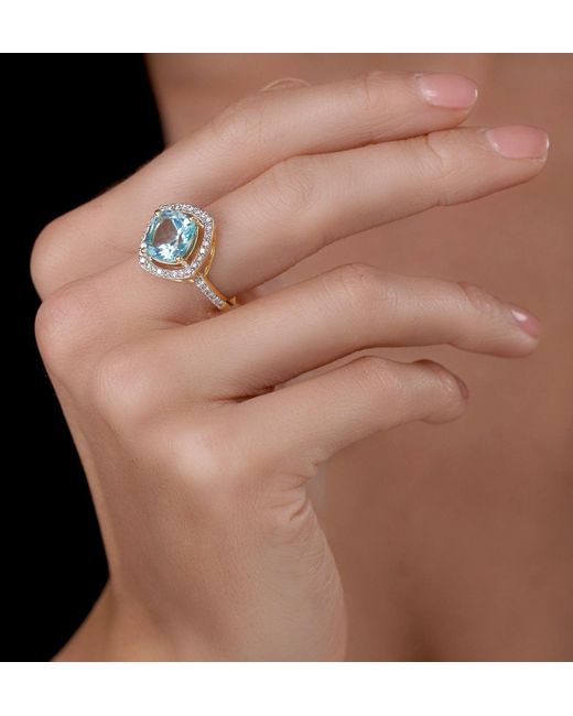 The Diamond Store Blue 5.40Ct Topaz And Diamond Asteria Statement Ring