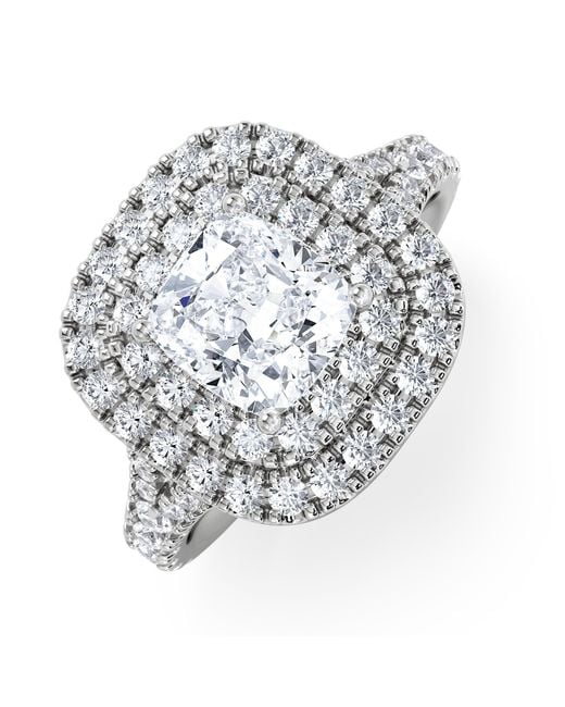 The Diamond Store White Anastasia Lab Diamond Halo Engagement Ring 18K 2.15Ct F/Vs1