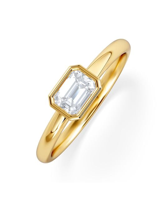 The Diamond Store Metallic Horizon Emerald Cut Lab Diamond Solitaire Ring 0.50Ct H/Si