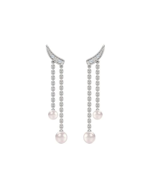 The Diamond Store Metallic Eden 0.70Ct Round Pearl And Lab Diamond Floreal Stud Earrings
