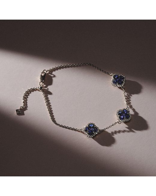 The Diamond Store Blue Alegria 3.00Ct Lab Sapphire 3 Clover Halo Bracelet
