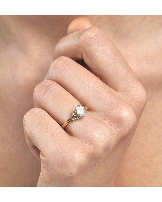 The Diamond Store Blue Aquamarine 0.70Ct And Diamond 9K Ring