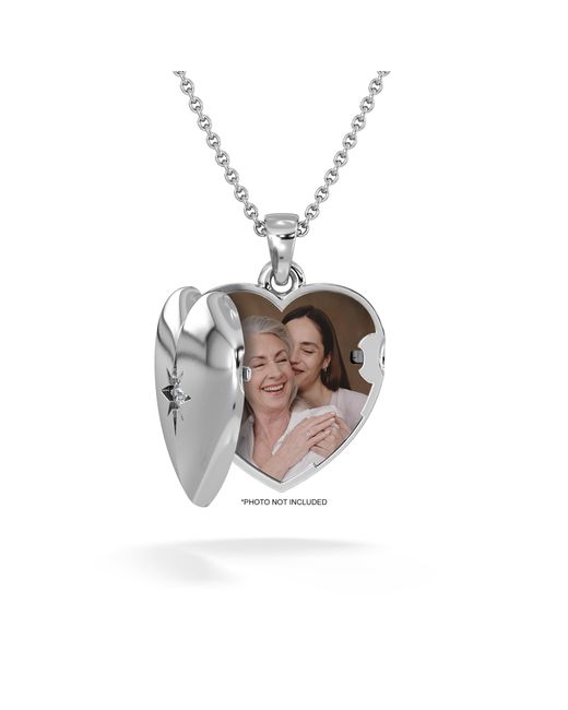 The Diamond Store Metallic Keepsake 0.06Ct Lab Diamond Heart Locket Pendant Necklace
