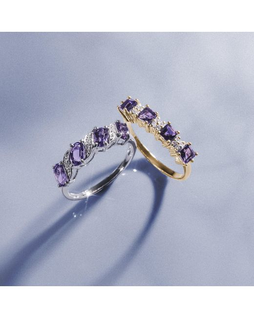 The Diamond Store Purple Amethyst 0.56Ct And Diamond 9K Ring