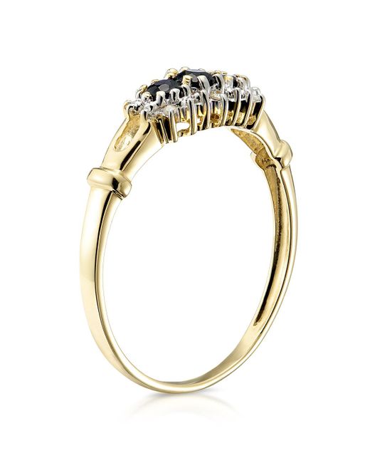 The Diamond Store Blue Sapphire 0.34Ct And Diamond 9K Ring
