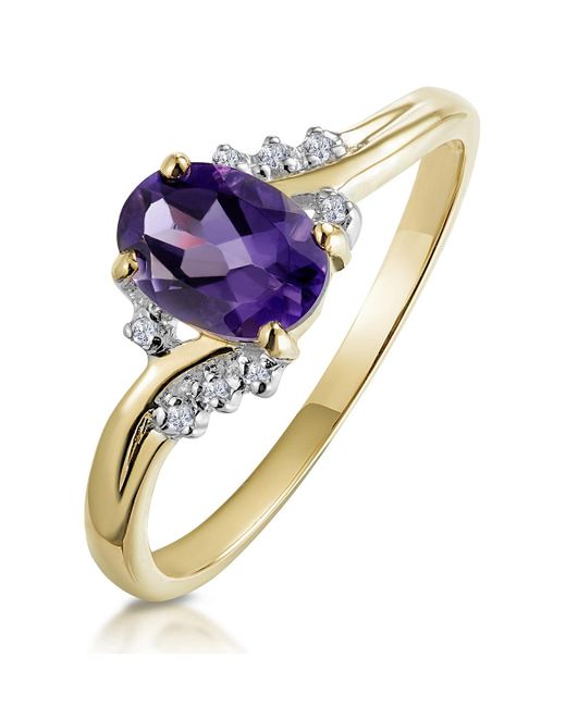 The Diamond Store Blue Amethyst 0.68Ct And Diamond 9K Ring