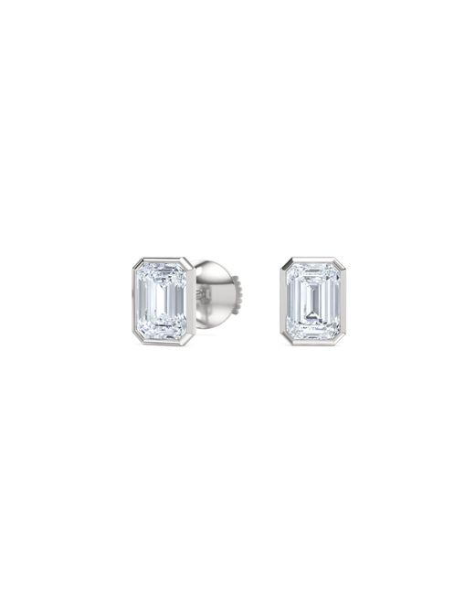 The Diamond Store Metallic Bezel Set 2.00Ct Emerald Cut Lab Diamond Stud Earrings