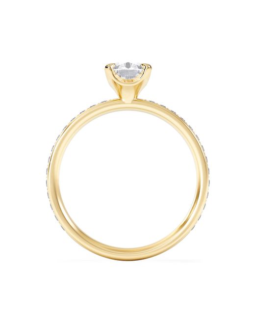 The Diamond Store Metallic Origin 1.25Ct Pear Cut Lab Diamond Solitaire Engagement Ring With Side Stones